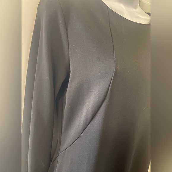 Veronika Maine Designer 10 Black Long-Sleeve Midi Shift Dress - Picture 2 of 6